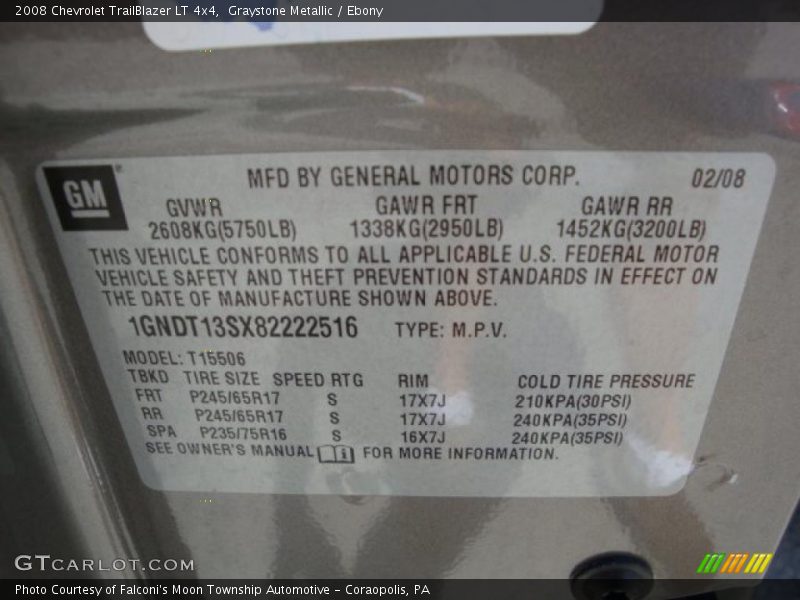 Graystone Metallic / Ebony 2008 Chevrolet TrailBlazer LT 4x4