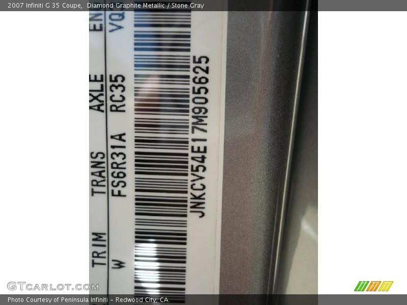 Diamond Graphite Metallic / Stone Gray 2007 Infiniti G 35 Coupe