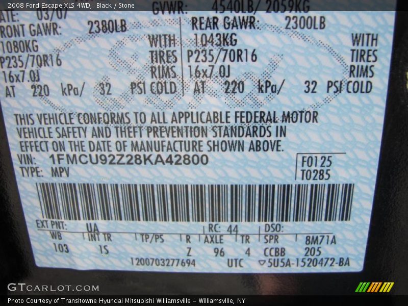 Black / Stone 2008 Ford Escape XLS 4WD