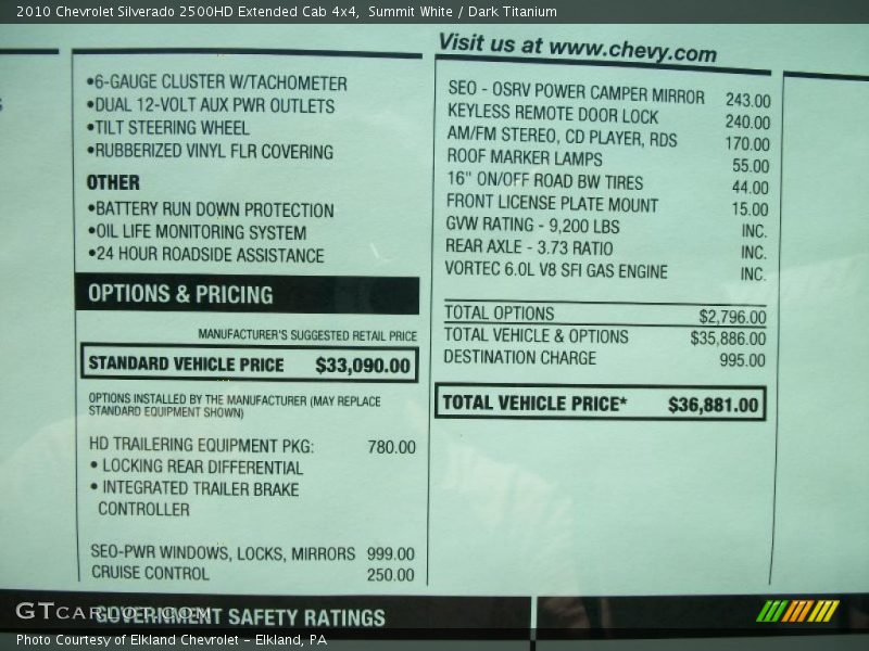 Summit White / Dark Titanium 2010 Chevrolet Silverado 2500HD Extended Cab 4x4