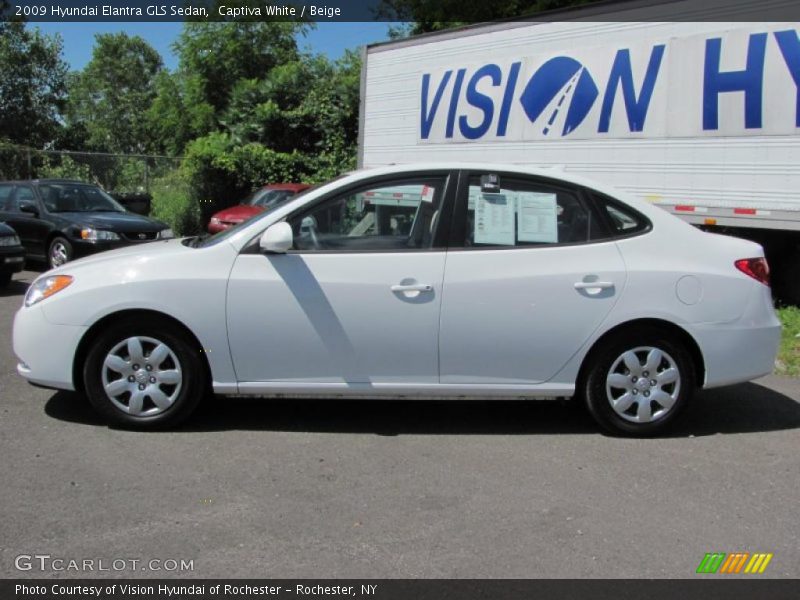 Captiva White / Beige 2009 Hyundai Elantra GLS Sedan