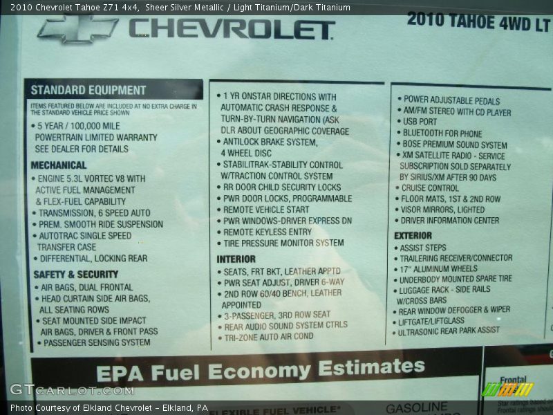 Sheer Silver Metallic / Light Titanium/Dark Titanium 2010 Chevrolet Tahoe Z71 4x4