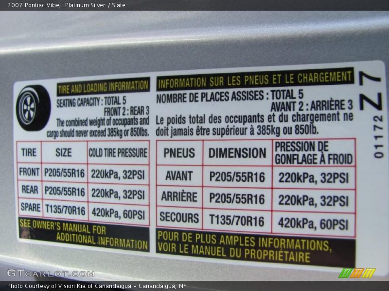 Platinum Silver / Slate 2007 Pontiac Vibe