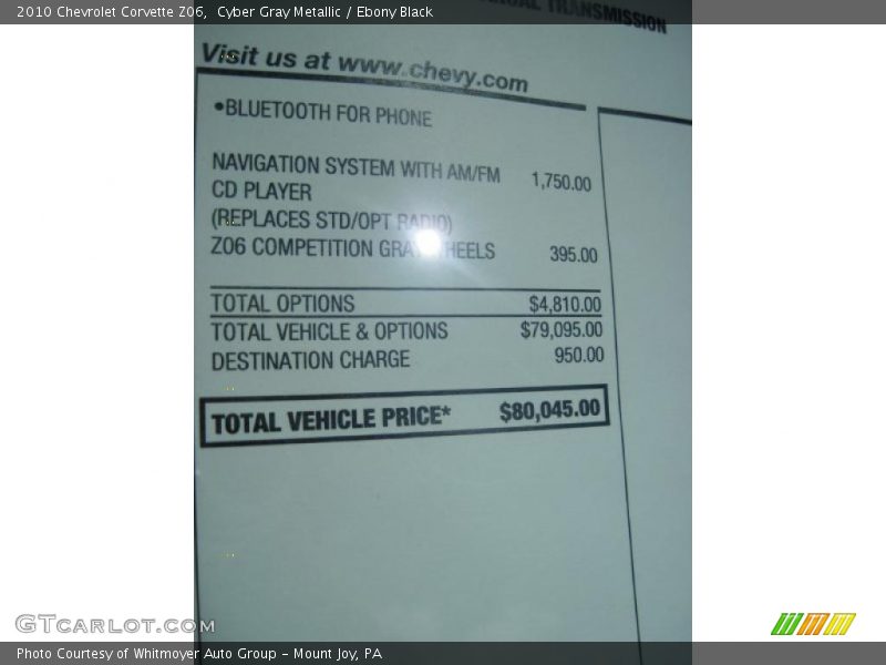 Cyber Gray Metallic / Ebony Black 2010 Chevrolet Corvette Z06