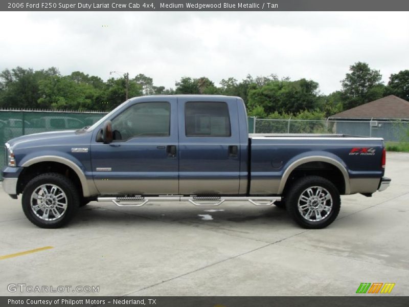 Medium Wedgewood Blue Metallic / Tan 2006 Ford F250 Super Duty Lariat Crew Cab 4x4