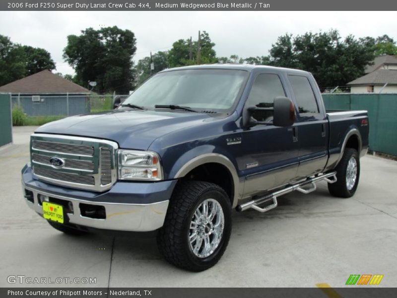 Medium Wedgewood Blue Metallic / Tan 2006 Ford F250 Super Duty Lariat Crew Cab 4x4