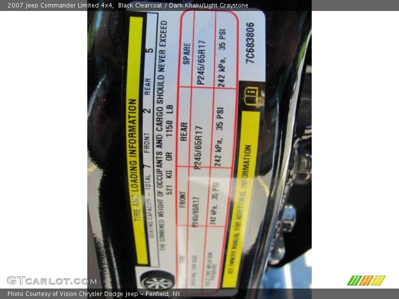 Black Clearcoat / Dark Khaki/Light Graystone 2007 Jeep Commander Limited 4x4