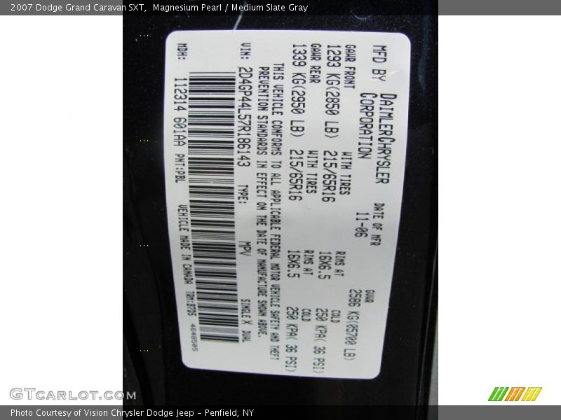 Magnesium Pearl / Medium Slate Gray 2007 Dodge Grand Caravan SXT