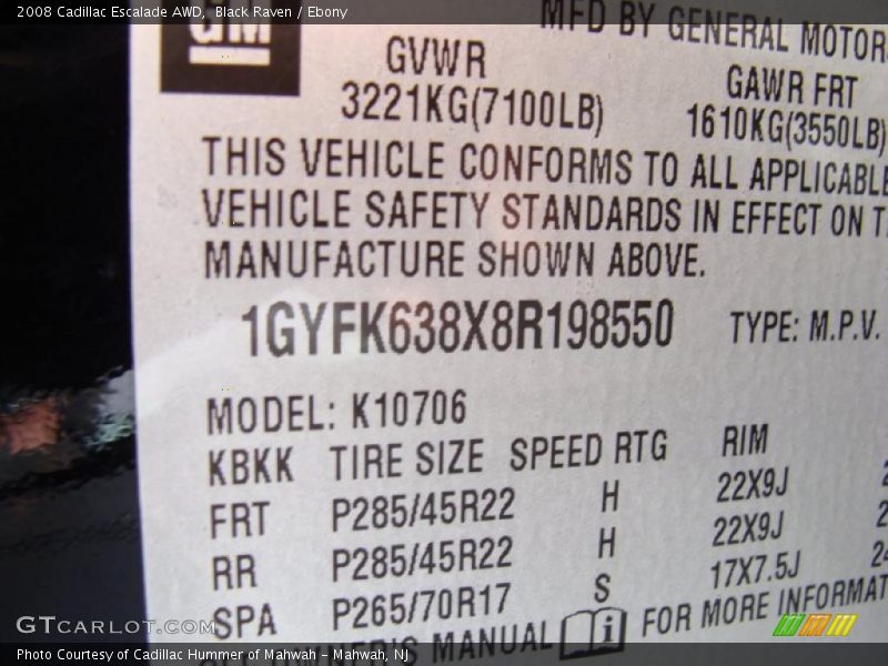 Black Raven / Ebony 2008 Cadillac Escalade AWD