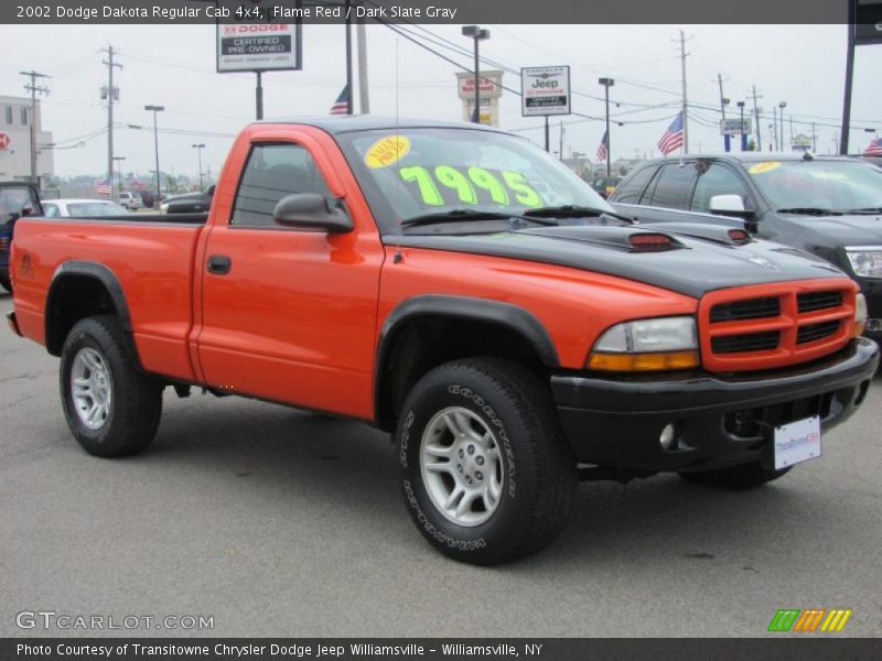 Flame Red / Dark Slate Gray 2002 Dodge Dakota Regular Cab 4x4