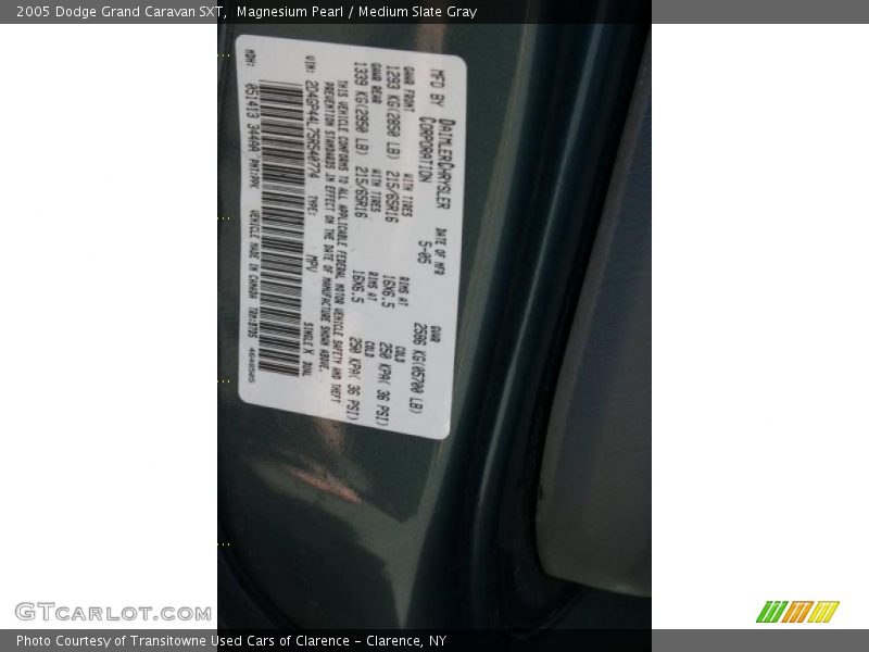 Magnesium Pearl / Medium Slate Gray 2005 Dodge Grand Caravan SXT