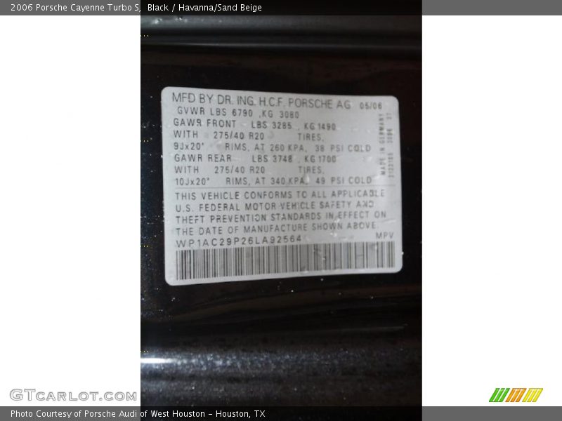 Black / Havanna/Sand Beige 2006 Porsche Cayenne Turbo S