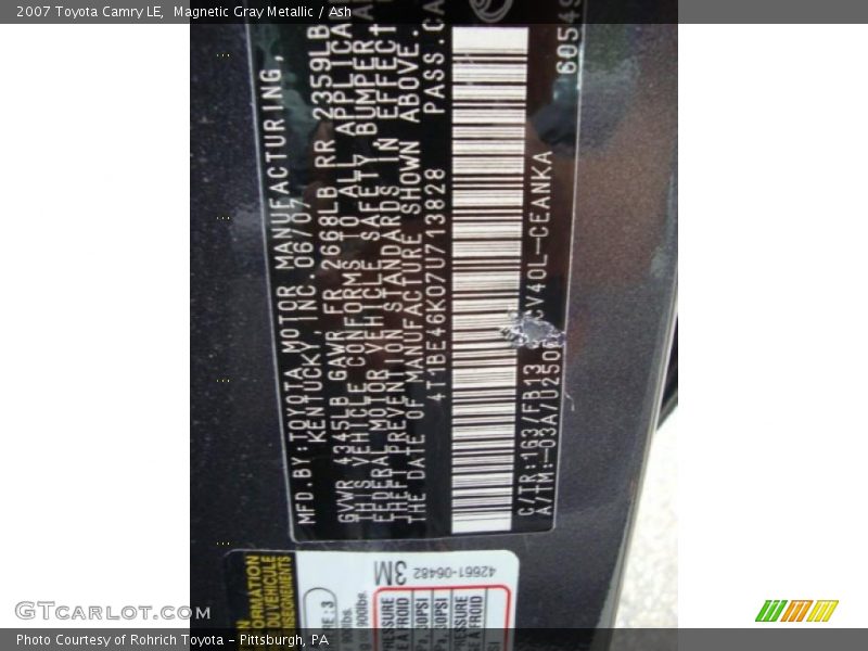 Magnetic Gray Metallic / Ash 2007 Toyota Camry LE