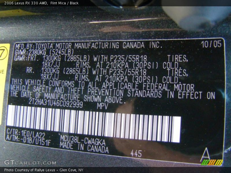 Flint Mica / Black 2006 Lexus RX 330 AWD