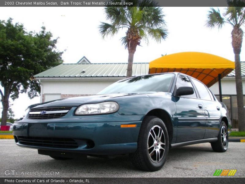 Dark Tropic Teal Metallic / Neutral Beige 2003 Chevrolet Malibu Sedan