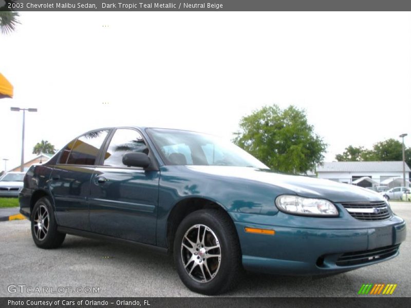 Dark Tropic Teal Metallic / Neutral Beige 2003 Chevrolet Malibu Sedan