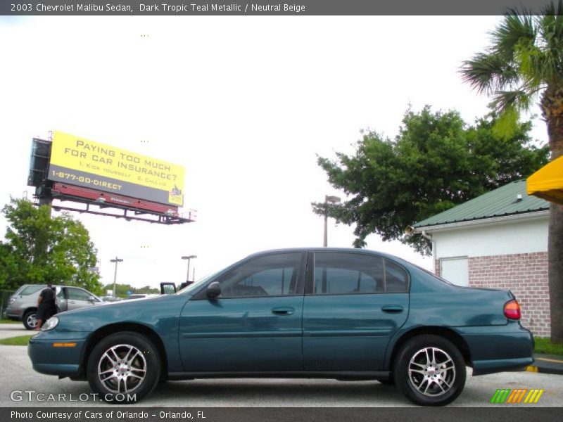 Dark Tropic Teal Metallic / Neutral Beige 2003 Chevrolet Malibu Sedan