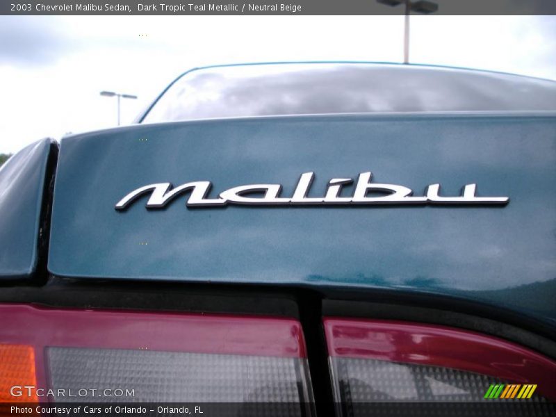 Dark Tropic Teal Metallic / Neutral Beige 2003 Chevrolet Malibu Sedan