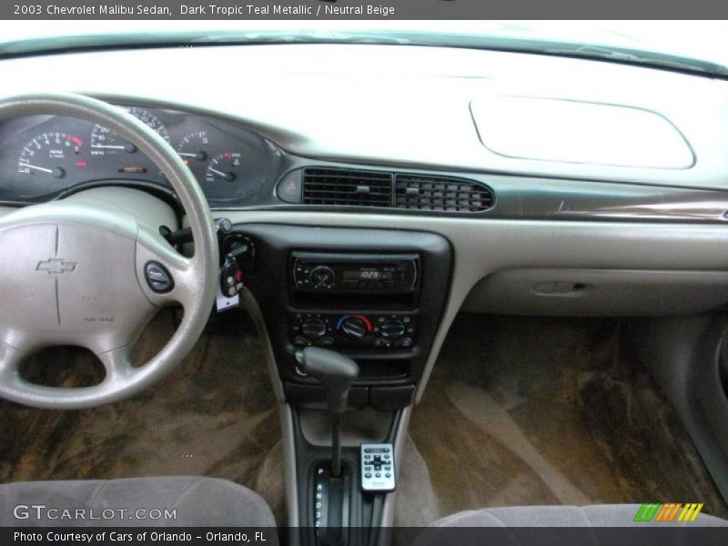 Dark Tropic Teal Metallic / Neutral Beige 2003 Chevrolet Malibu Sedan