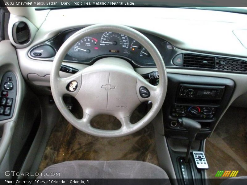 Dark Tropic Teal Metallic / Neutral Beige 2003 Chevrolet Malibu Sedan