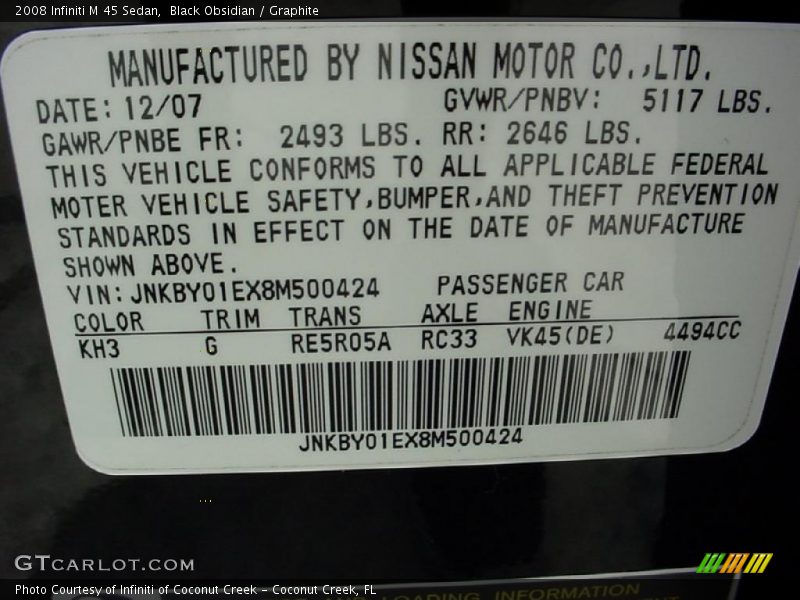 Black Obsidian / Graphite 2008 Infiniti M 45 Sedan