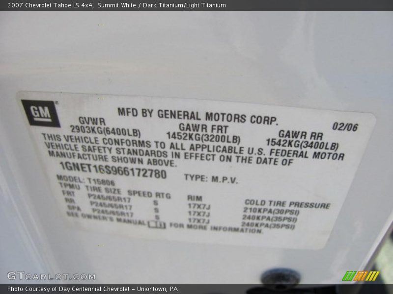 Summit White / Dark Titanium/Light Titanium 2007 Chevrolet Tahoe LS 4x4
