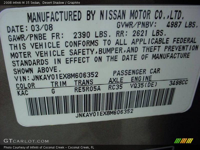 Desert Shadow / Graphite 2008 Infiniti M 35 Sedan