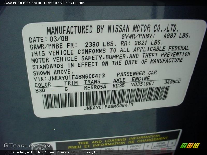 Lakeshore Slate / Graphite 2008 Infiniti M 35 Sedan
