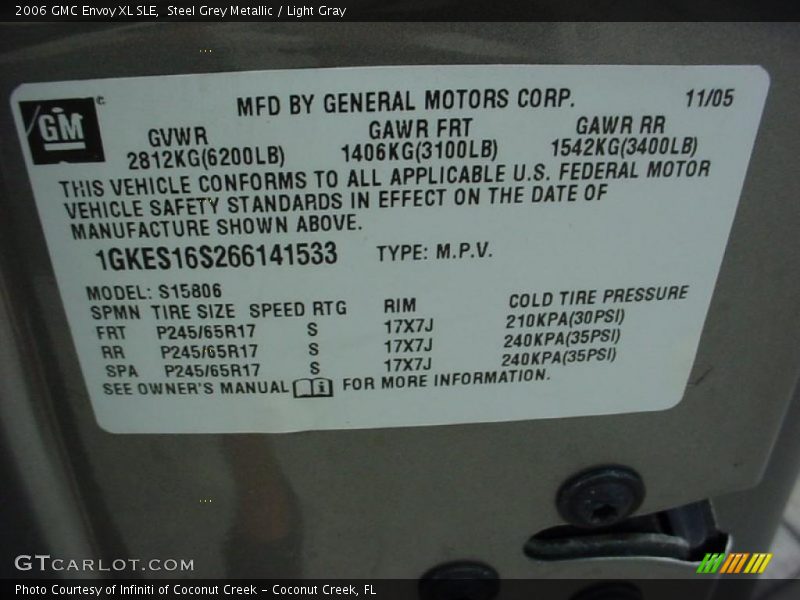 Steel Grey Metallic / Light Gray 2006 GMC Envoy XL SLE