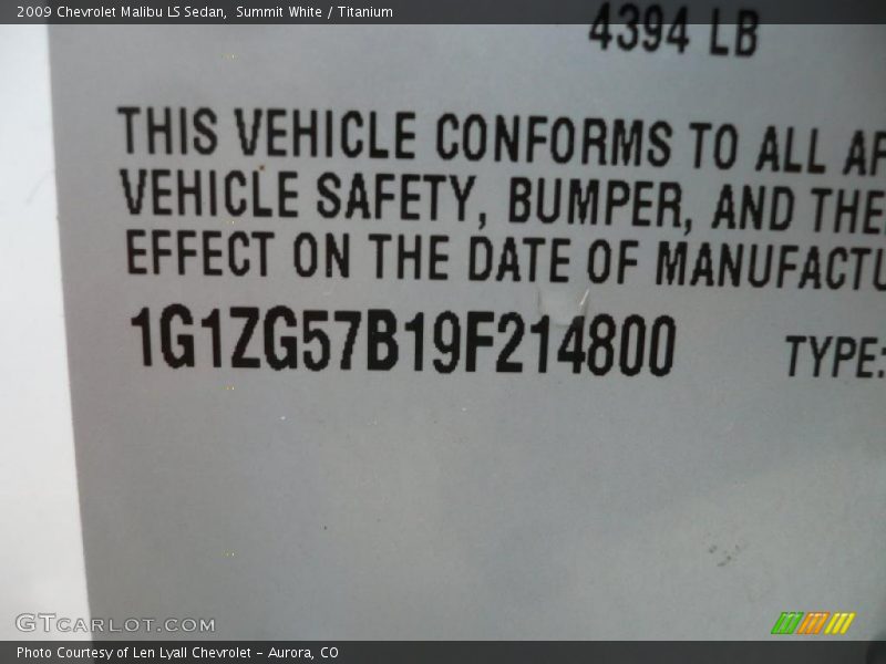 Summit White / Titanium 2009 Chevrolet Malibu LS Sedan
