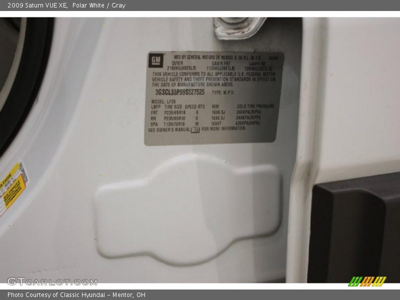 Polar White / Gray 2009 Saturn VUE XE
