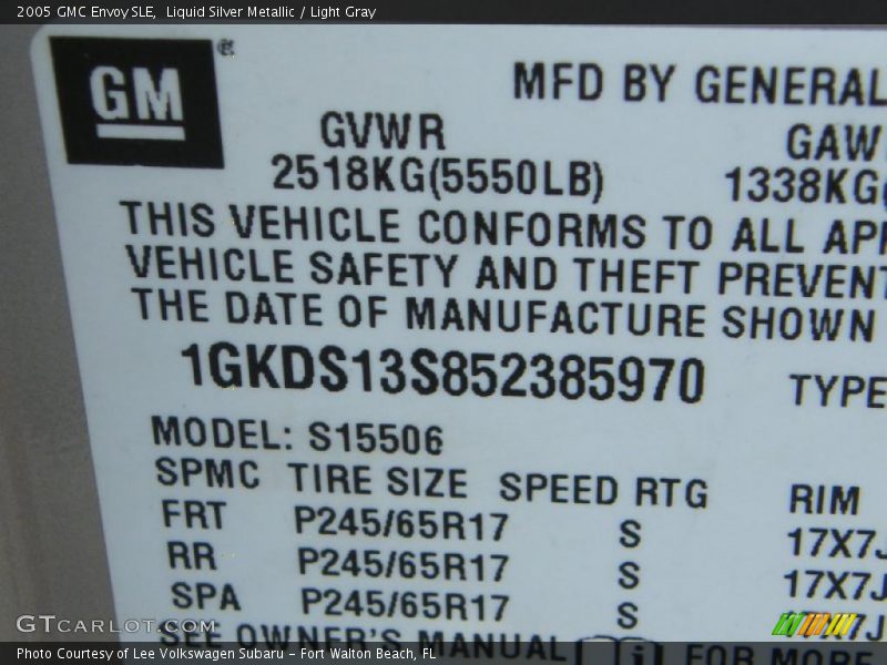Liquid Silver Metallic / Light Gray 2005 GMC Envoy SLE
