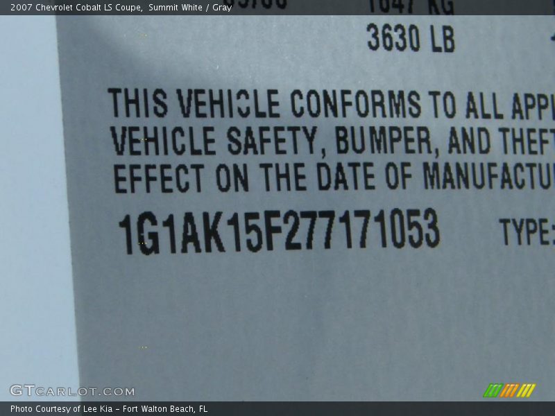 Summit White / Gray 2007 Chevrolet Cobalt LS Coupe