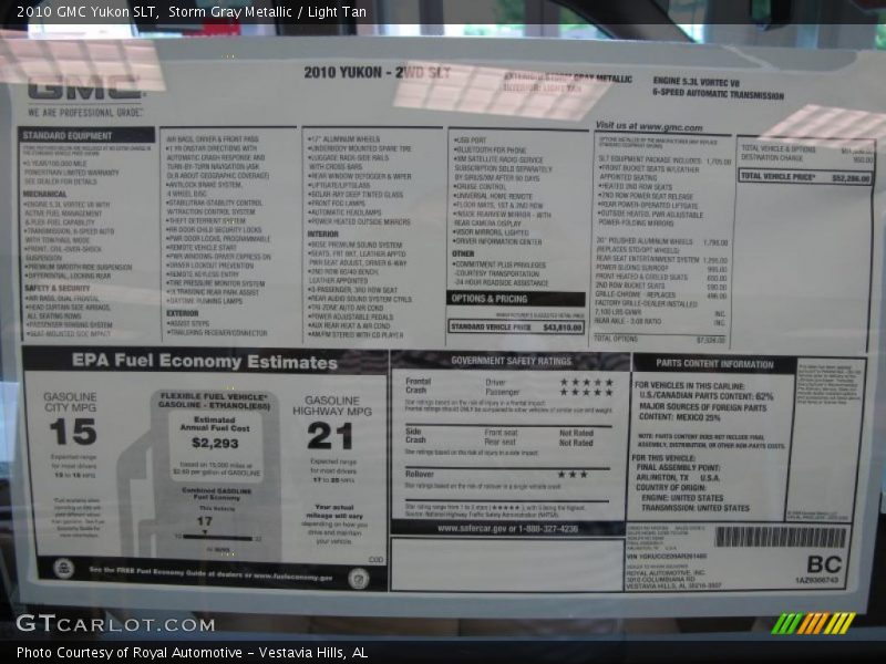 Storm Gray Metallic / Light Tan 2010 GMC Yukon SLT