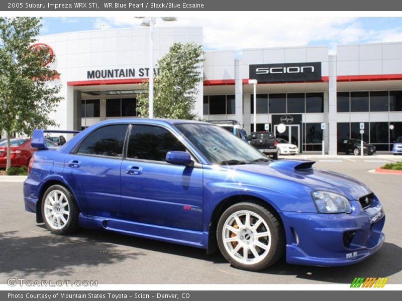 WR Blue Pearl / Black/Blue Ecsaine 2005 Subaru Impreza WRX STi