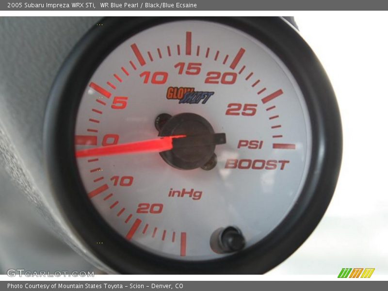 WR Blue Pearl / Black/Blue Ecsaine 2005 Subaru Impreza WRX STi
