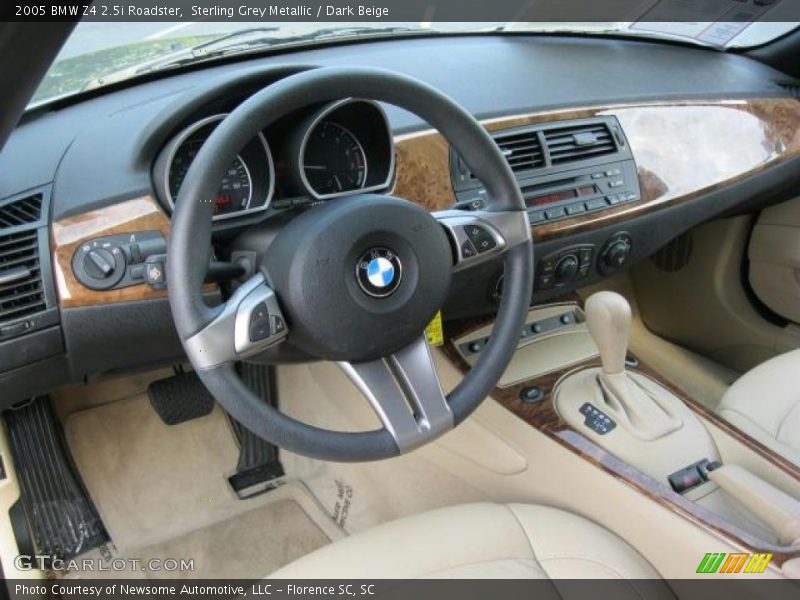 Sterling Grey Metallic / Dark Beige 2005 BMW Z4 2.5i Roadster