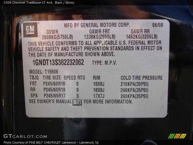 Black / Ebony 2008 Chevrolet TrailBlazer LT 4x4