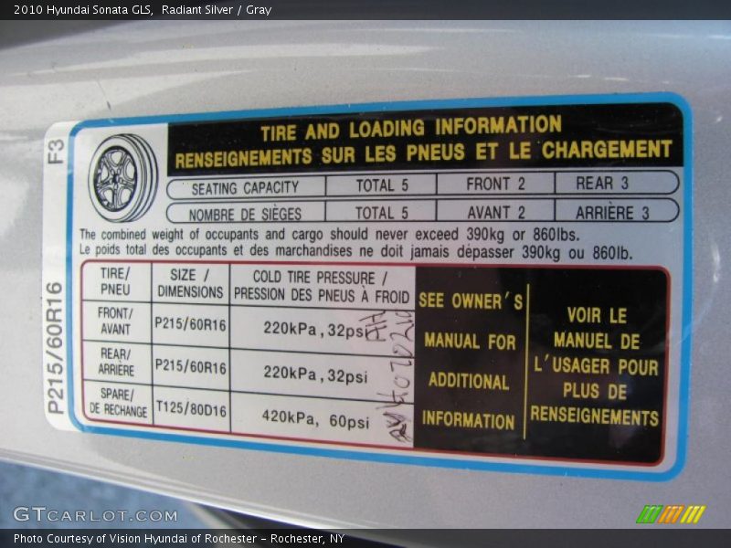Radiant Silver / Gray 2010 Hyundai Sonata GLS