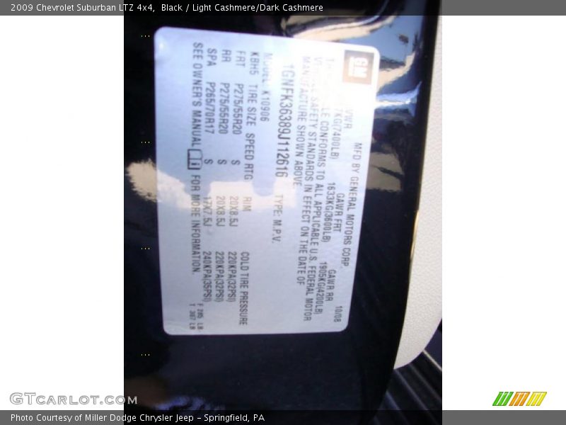 Black / Light Cashmere/Dark Cashmere 2009 Chevrolet Suburban LTZ 4x4