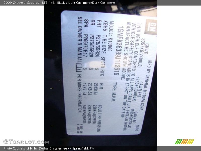 Black / Light Cashmere/Dark Cashmere 2009 Chevrolet Suburban LTZ 4x4