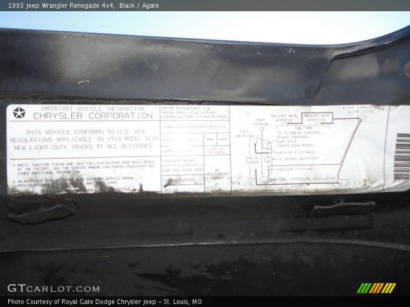 Black / Agate 1993 Jeep Wrangler Renegade 4x4