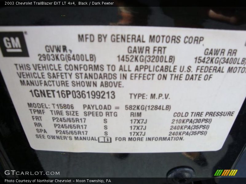 Black / Dark Pewter 2003 Chevrolet TrailBlazer EXT LT 4x4