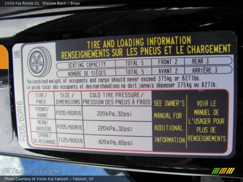 Shadow Black / Beige 2009 Kia Rondo LX