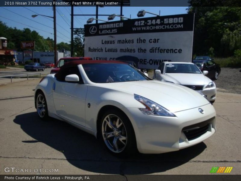 Pearl White / Wine Leather 2010 Nissan 370Z Touring Roadster