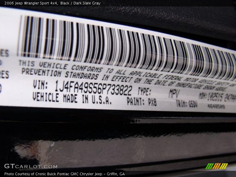 Black / Dark Slate Gray 2006 Jeep Wrangler Sport 4x4