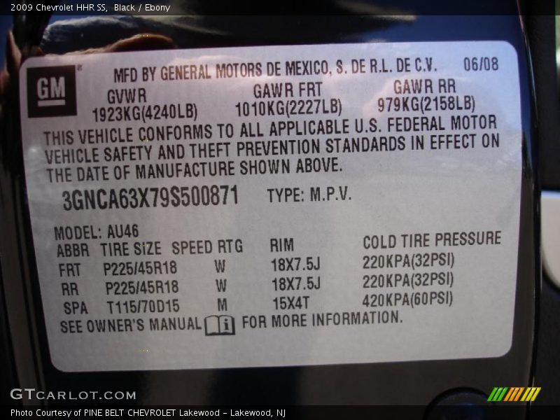 Black / Ebony 2009 Chevrolet HHR SS