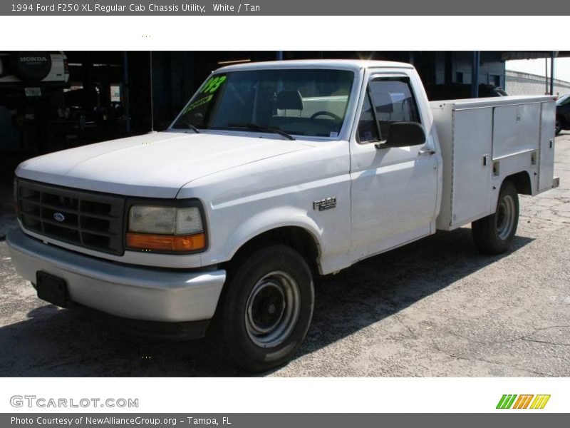 White / Tan 1994 Ford F250 XL Regular Cab Chassis Utility