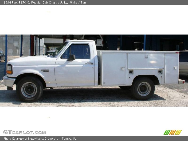 White / Tan 1994 Ford F250 XL Regular Cab Chassis Utility