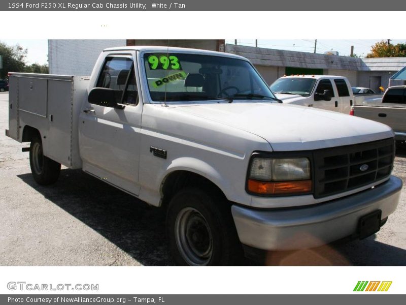 White / Tan 1994 Ford F250 XL Regular Cab Chassis Utility